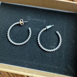 Elegant Silver Twisted Hoop Earrings, pre-owned.  James Avery